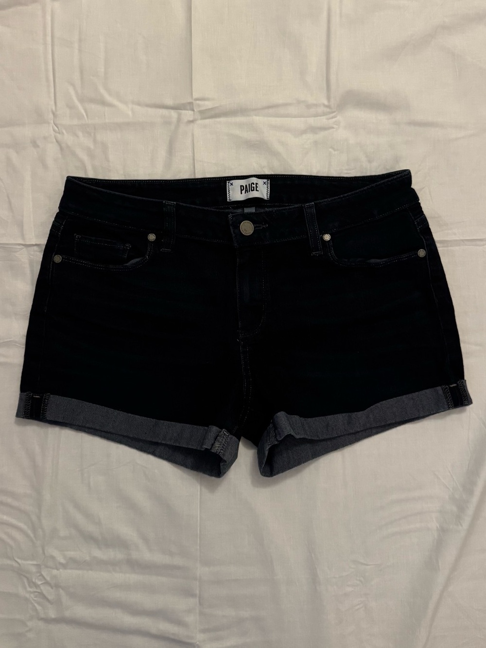 Paige Jimmy Jimmy Dark Wash Denim Shorts